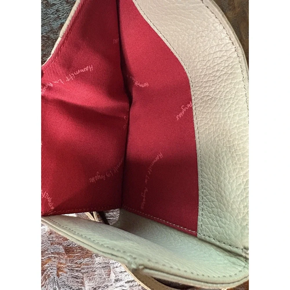 Hammitt Crossbody Wallet Mini Purse Pebbled Leather Red Lining Silver Hardware